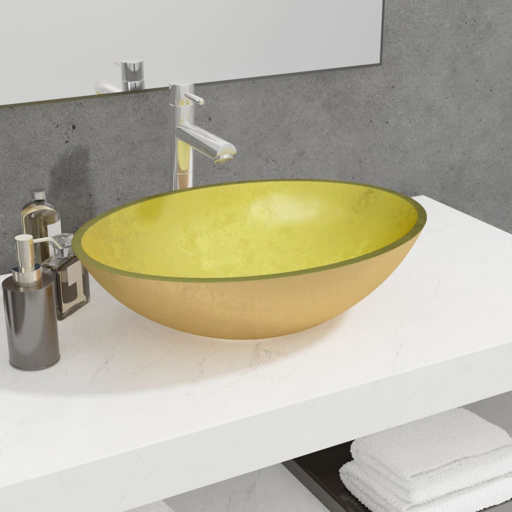 Gold Glas Waschbecken - 50x37x14 cm