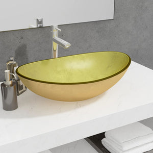 Goldenes Waschbecken aus Hartglas 54,5 cm