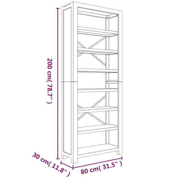 Massivholz Bücherregal Akazie 80x200 cm