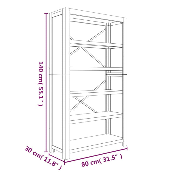 Akazie Bücherregal Massivholz 80x140 cm