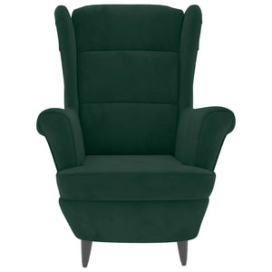 vidaXL Fauteuil à oreilles avec repose-pieds Velours vert foncé