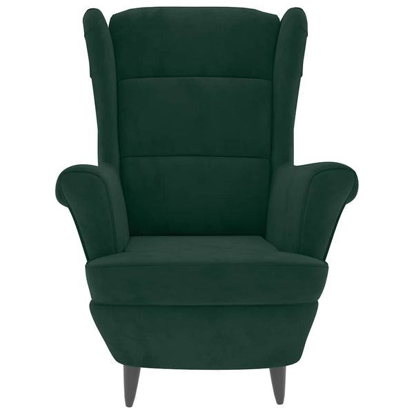 vidaXL Fauteuil à oreilles avec repose-pieds Velours vert foncé