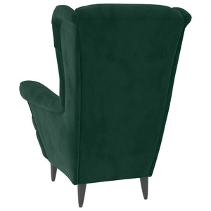 vidaXL Fauteuil à oreilles avec repose-pieds Velours vert foncé