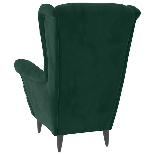 vidaXL Fauteuil à oreilles avec repose-pieds Velours vert foncé