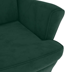 vidaXL Fauteuil à oreilles avec repose-pieds Velours vert foncé