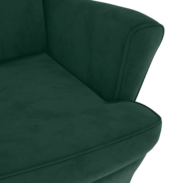 vidaXL Fauteuil à oreilles avec repose-pieds Velours vert foncé