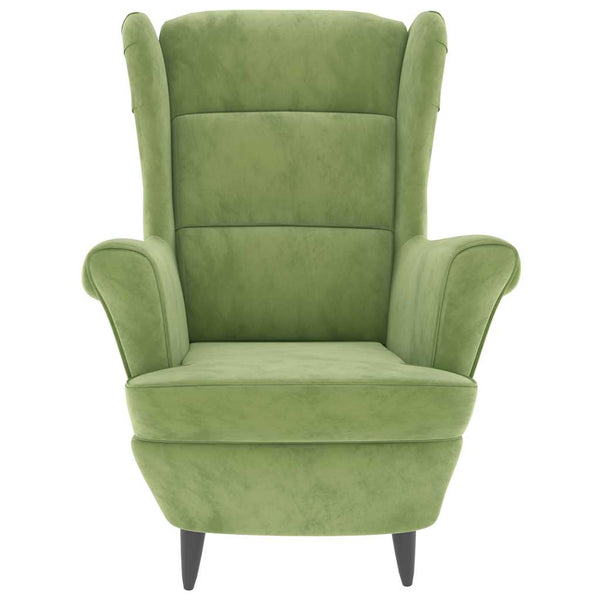 Ohrensessel mit Hocker Hellgrün Samt