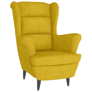 Ohrensessel mit Hocker Senfgelb Samt