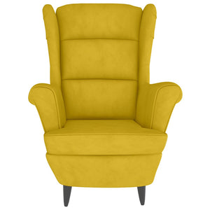 Ohrensessel mit Hocker Senfgelb Samt