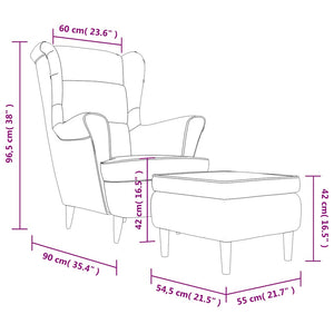 Ohrensessel mit Hocker Senfgelb Samt
