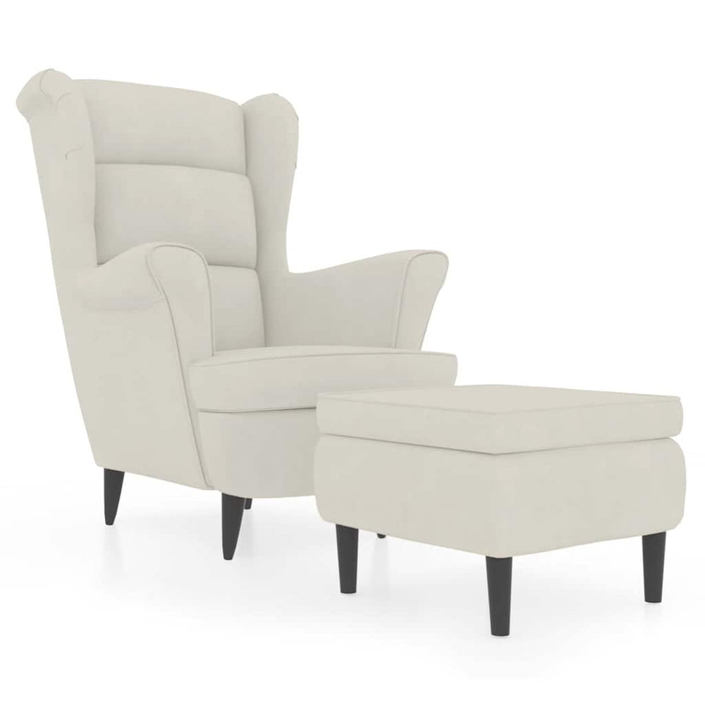 Ohrensessel mit Hocker Creme Samt