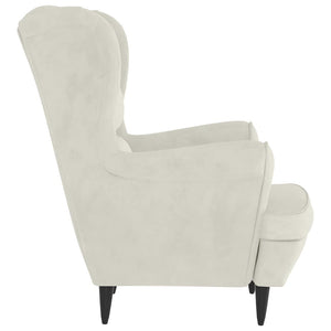 Ohrensessel mit Hocker Creme Samt