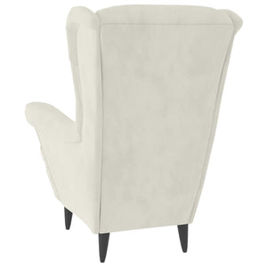 Ohrensessel mit Hocker Creme Samt