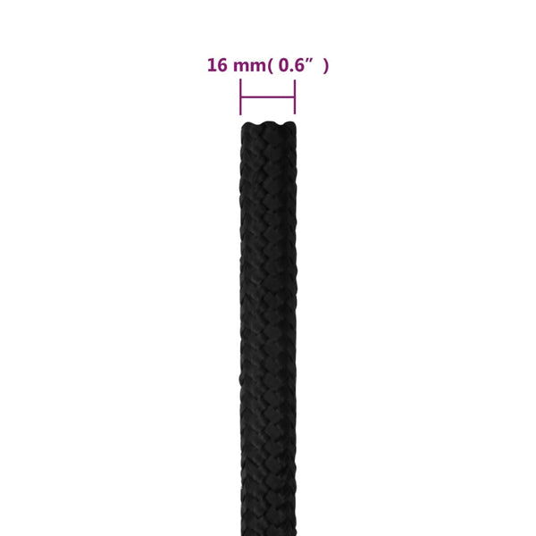 Bootsseil Schwarz 16 mm 25 m Polypropylen