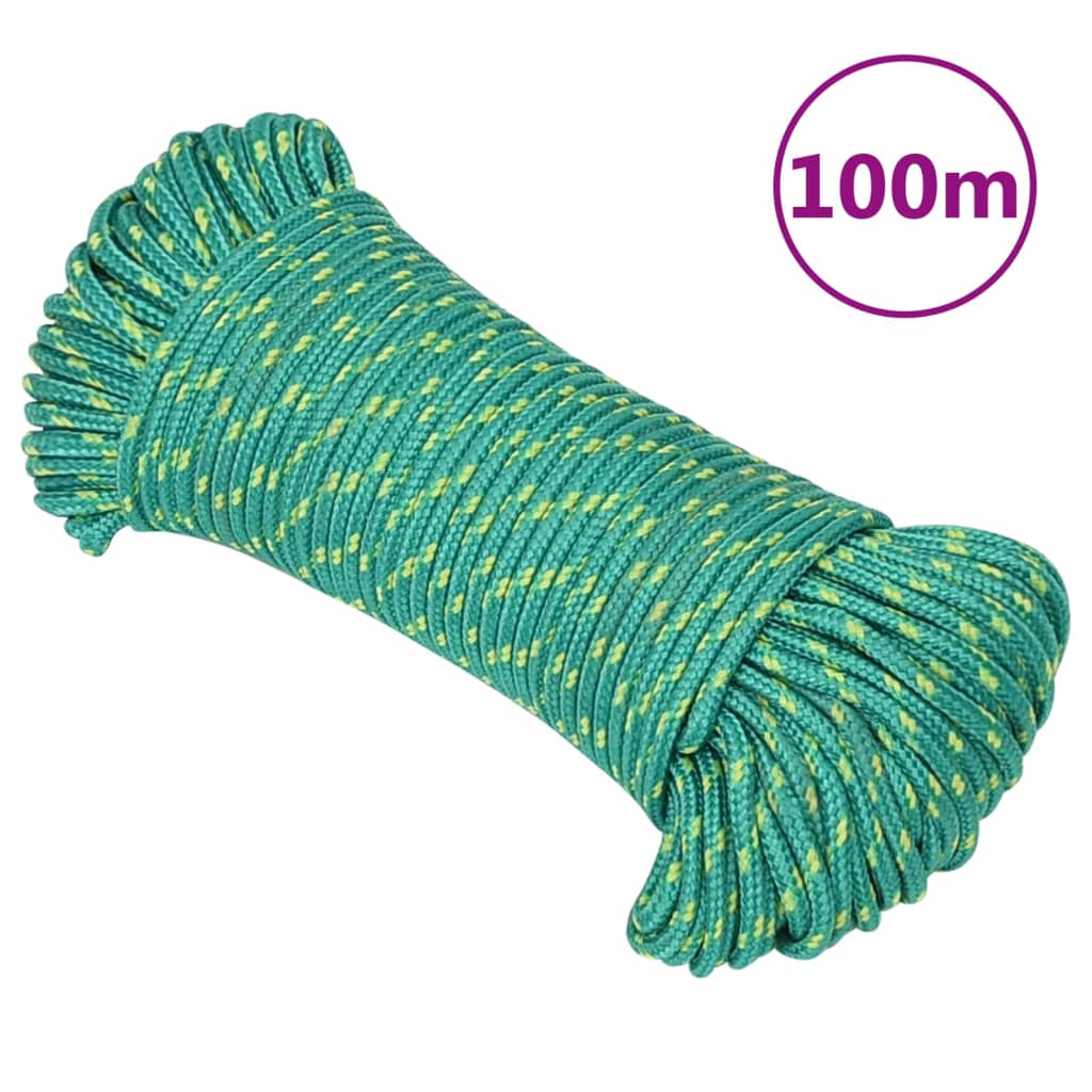 vidaXL Corde de Bateau Vert 4 mm 100 m Polypropylène