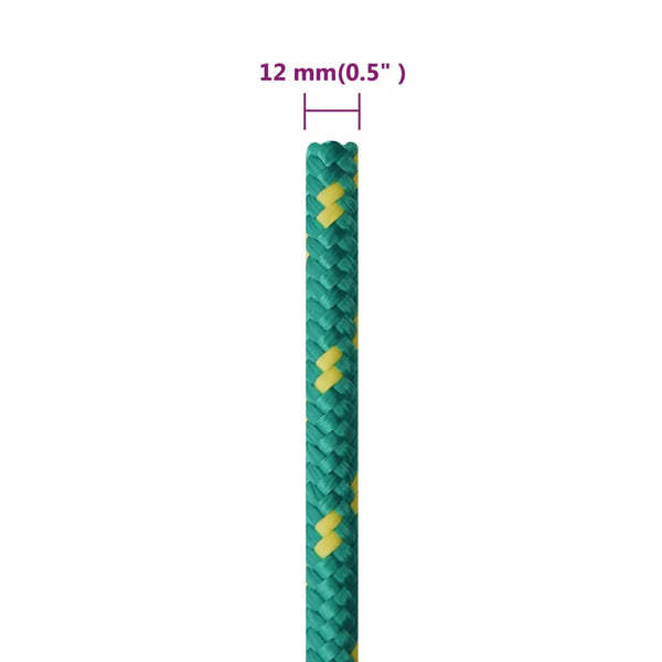vidaXL Corde de bateau verte 12 mm 250 m polypropylène