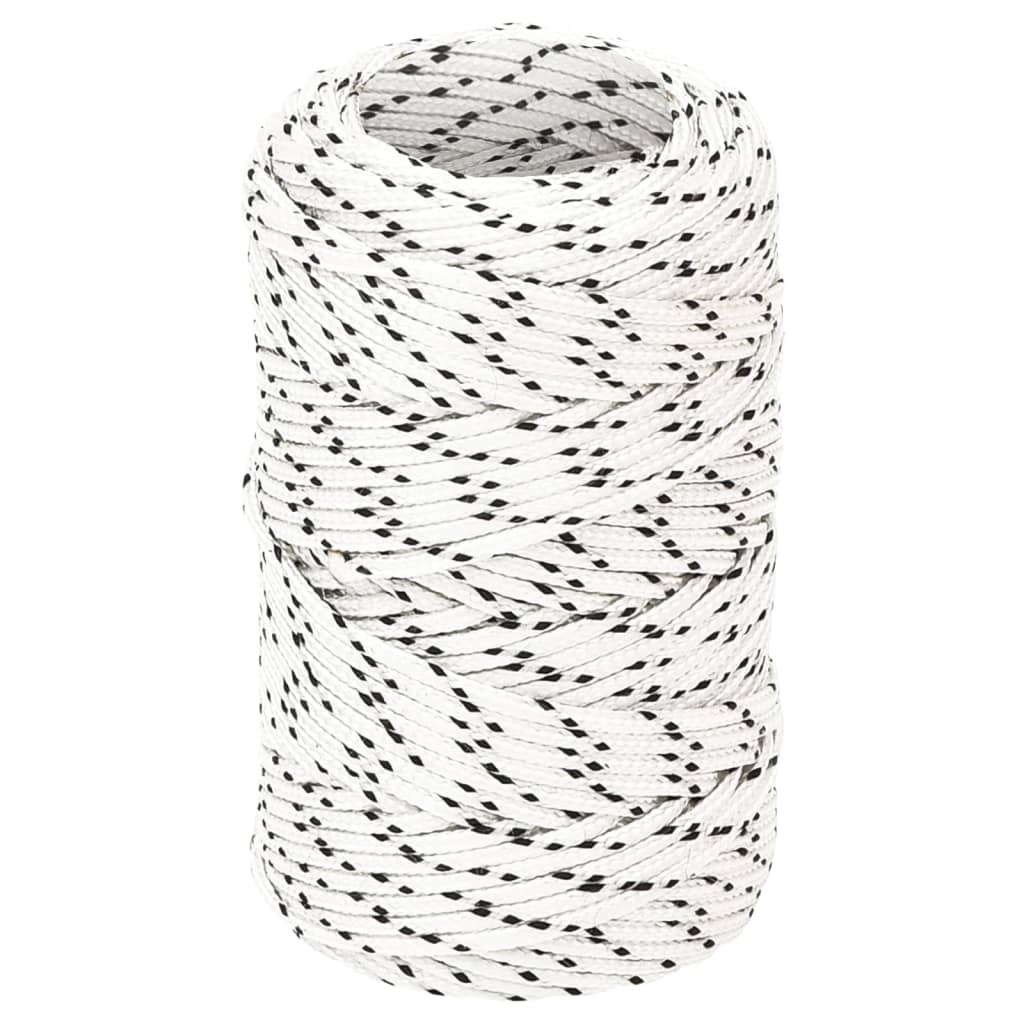 vidaXL Corde de bateau tressée blanche 2 mm x 25 m polyester