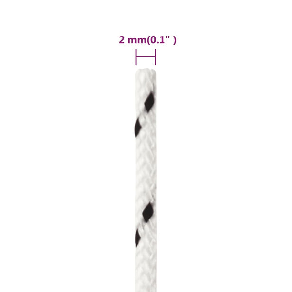 vidaXL Corde de bateau tressée blanche 2 mmx50 m Polyester
