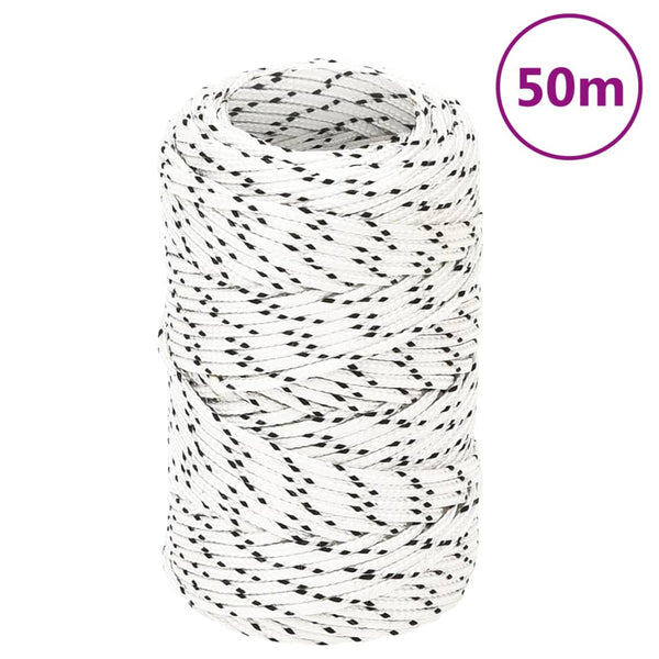 vidaXL Corde de bateau tressée blanche 2 mmx50 m Polyester