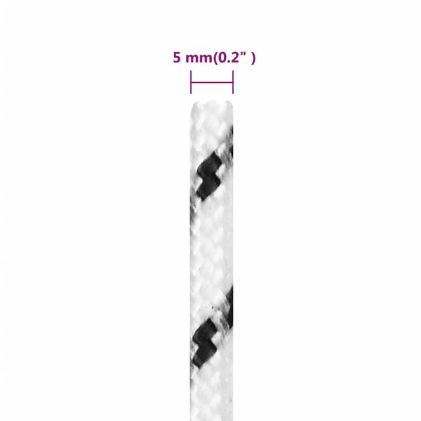 vidaXL Corde de bateau tressée blanche 5 mmx100 m Polyester