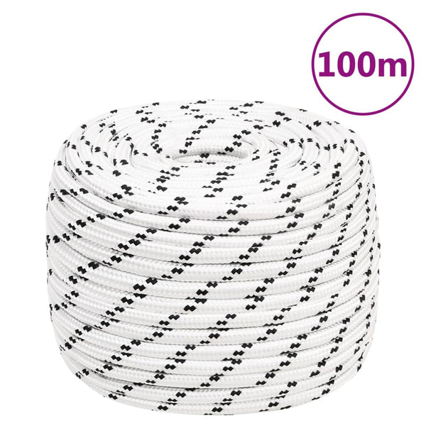 Bootsseil Geflochten Weiß 12 mmx100 m Polyester