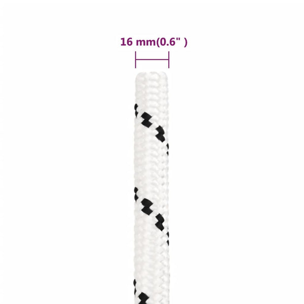 vidaXL Corde de travail blanc 16 mm 100 m polyester