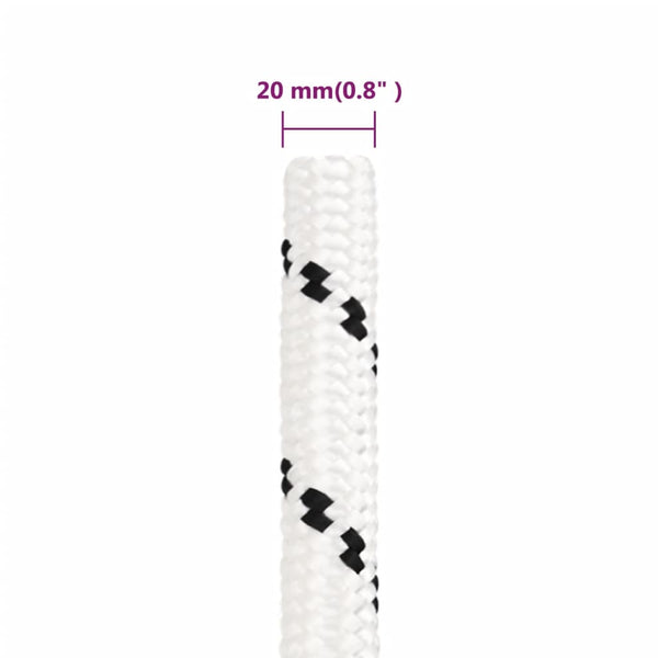 vidaXL Corde de travail blanc 20 mm 25 m polyester