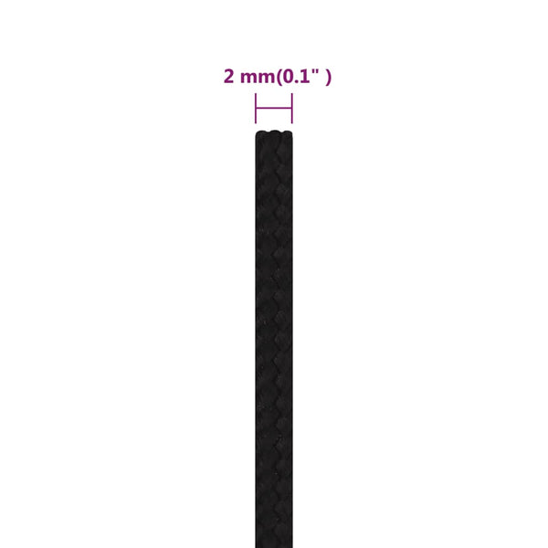 Arbeitsseil Schwarz 2 mm 25 m Polyester