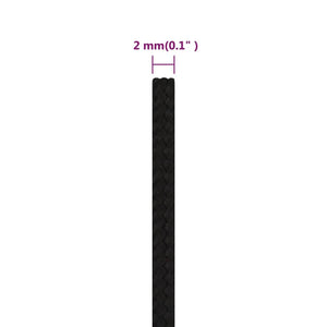vidaXL Work Rope Black 2 mm 100 m Polyester