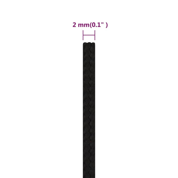 vidaXL Work Rope Black 2 mm 100 m Polyester