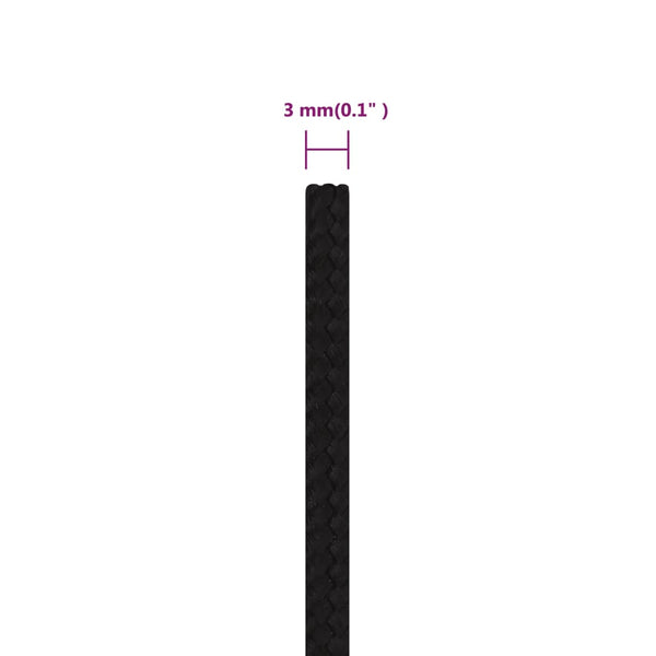 Arbeitsseil Schwarz 3 mm 25 m Polyester