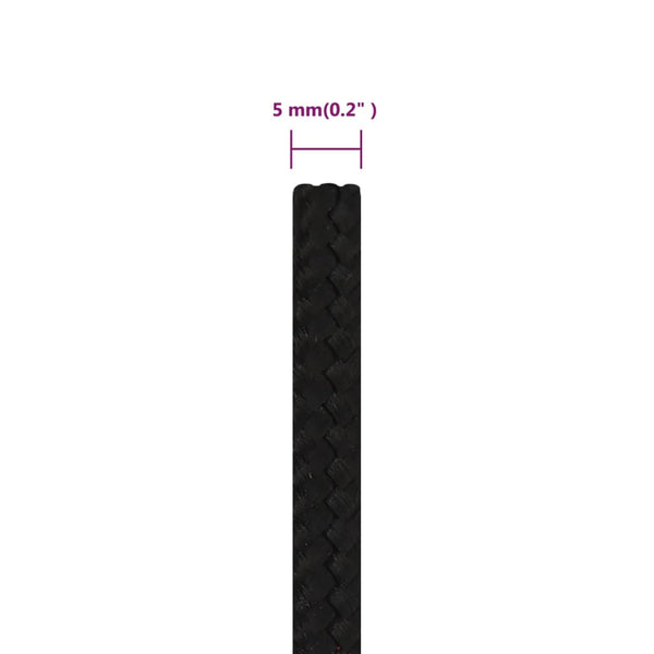 Arbeitsseil Schwarz 5 mm 25 m Polyester