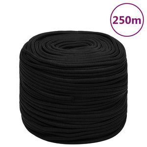 vidaXL Corde de travail noire 8 mm 250 m polyester