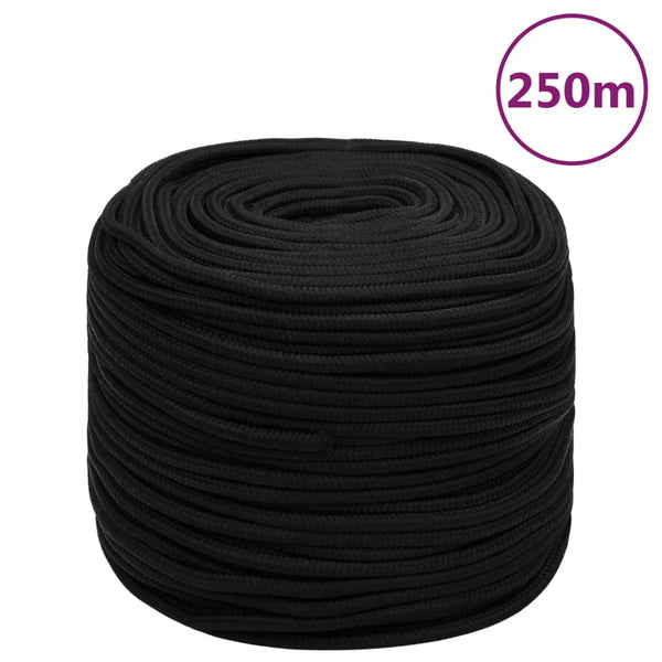 vidaXL Corde de travail noire 8 mm 250 m polyester