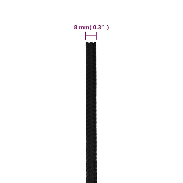 vidaXL Corde de travail noire 8 mm 500 m polyester