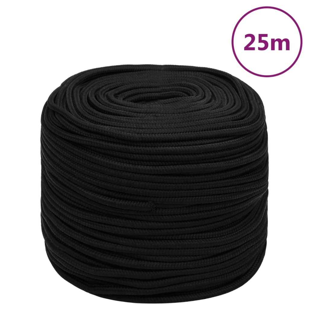 vidaXL Corde de travail noire 10 mm 25 m Polyester