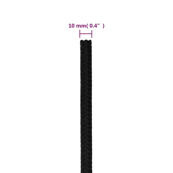 vidaXL Corde de travail noire 10 mm 25 m Polyester
