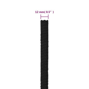 vidaXL Corde de travail noire 12 mm 100 m Polyester