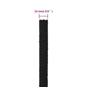 vidaXL Corde de travail noire 14 mm 25 m Polyester