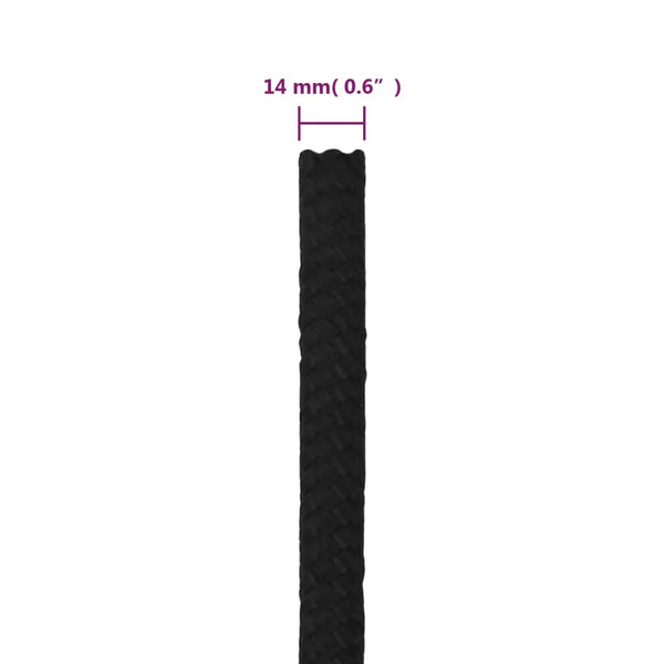 vidaXL Corde de travail noire 14 mm 25 m Polyester