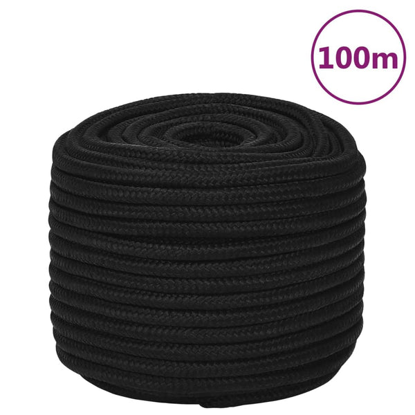 vidaXL Corde de travail noire 14 mm 100 m Polyester