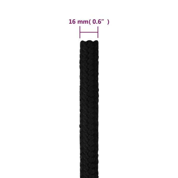 vidaXL Corde de travail noire 16 mm 25 m polyester