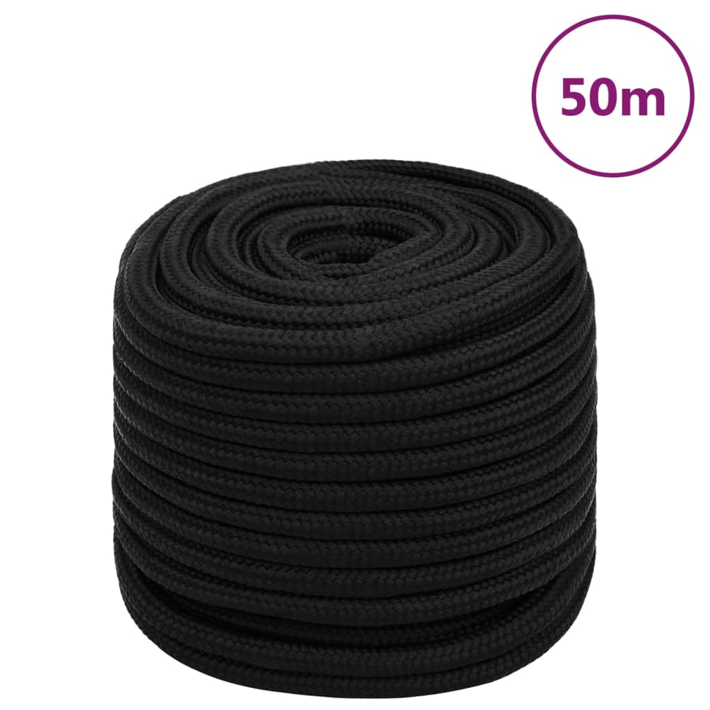 vidaXL Corde de travail noire 16 mm 50 m Polyester