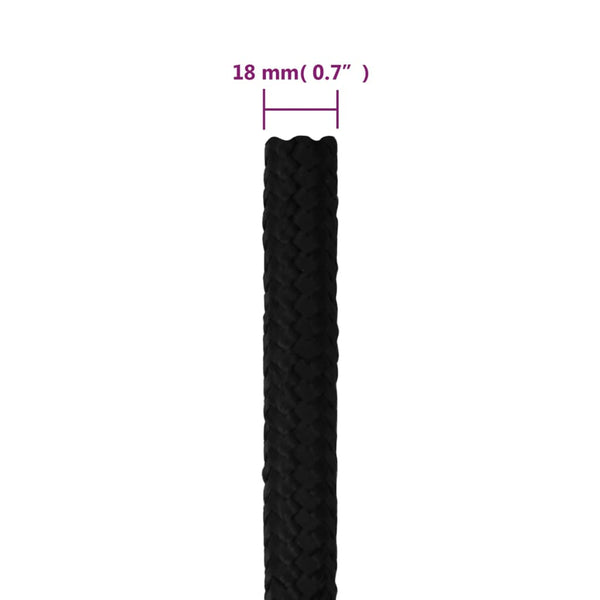 vidaXL Corde de travail noire 18 mm 50 m Polyester
