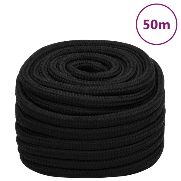 vidaXL Corde de travail noire 20 mm 50 m polyester