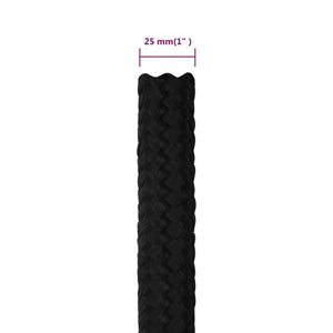 vidaXL Corde de travail noire 25 mm 25 m Polyester