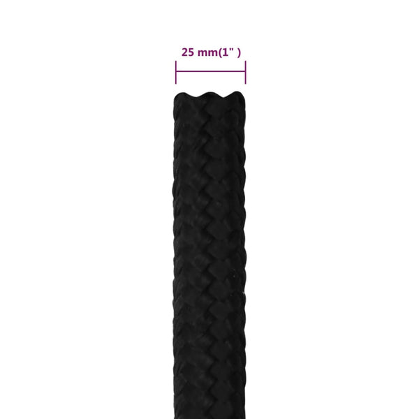 vidaXL Corde de travail noire 25 mm 25 m Polyester