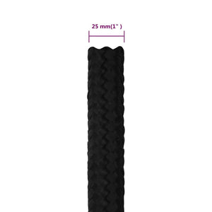 vidaXL Corde de travail noire 25 mm 50 m Polyester