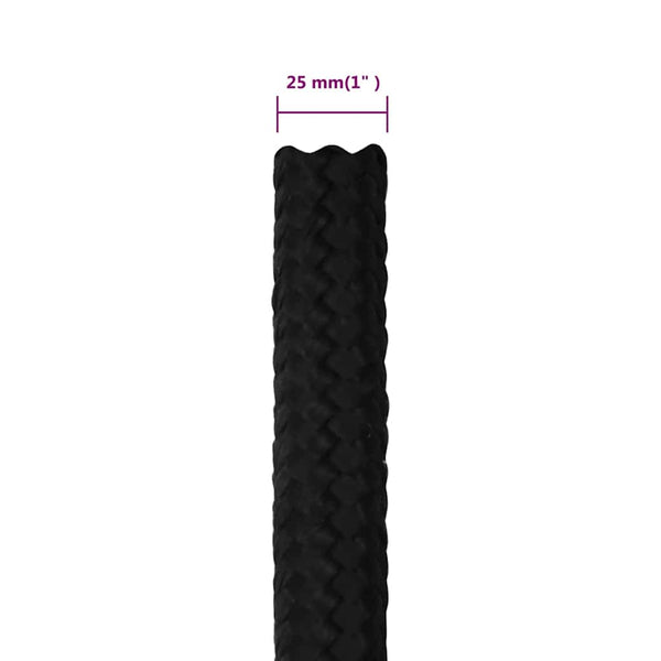 vidaXL Corde de travail noire 25 mm 50 m Polyester