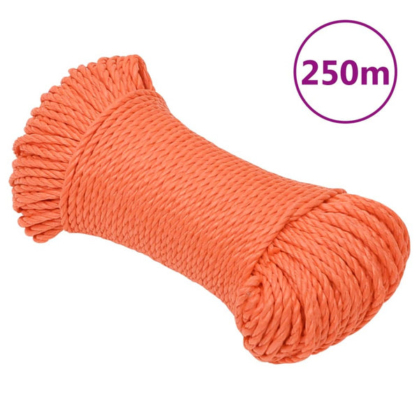 vidaXL Corde de travail orange 6 mm 250 m polypropylène